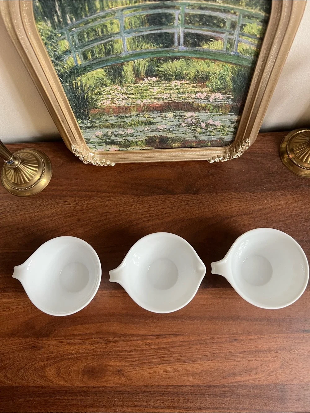 1970s Corelle Butterfly Gold Milk Glass Set of 3, 6 oz White/Gold